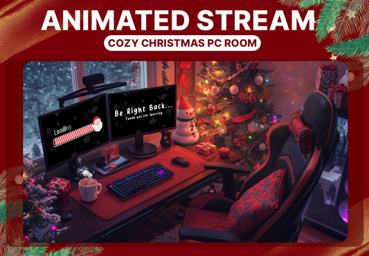 Cozy Christmas PC Room Animated Stream Screen Package