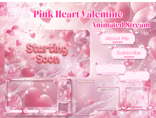 Pink Heart Valentine Animated Stream Package