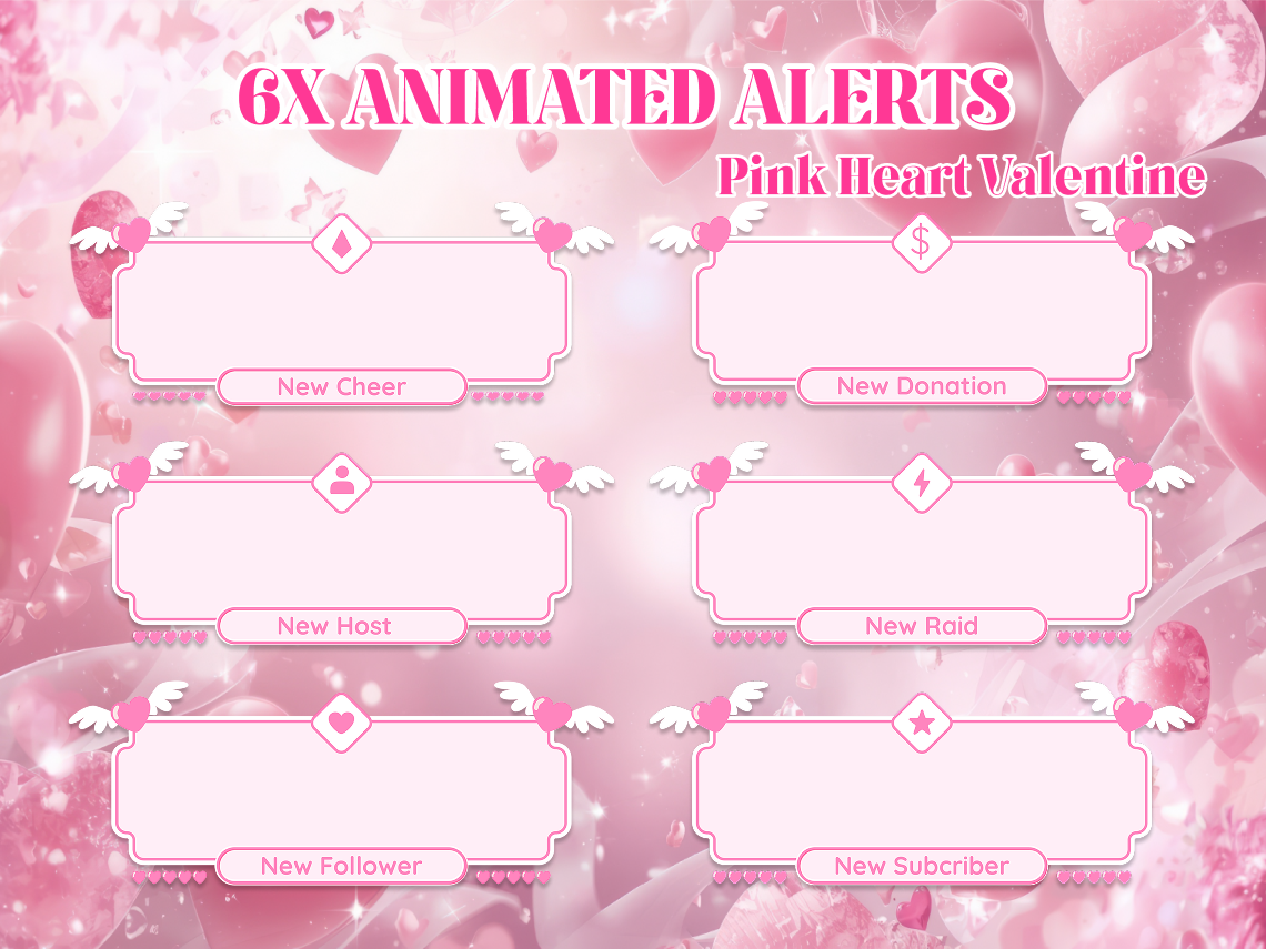 Pink Heart Valentine Animated Stream Package