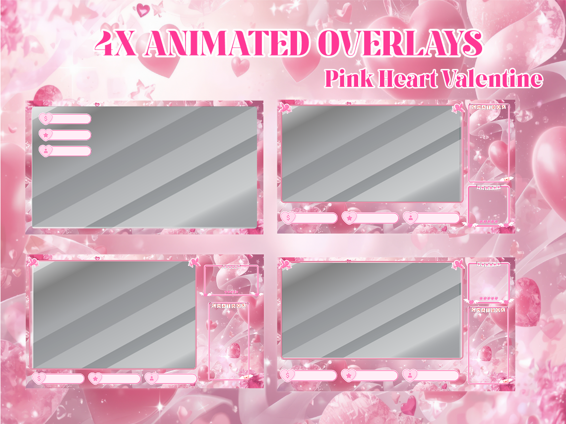 Pink Heart Valentine Animated Stream Package