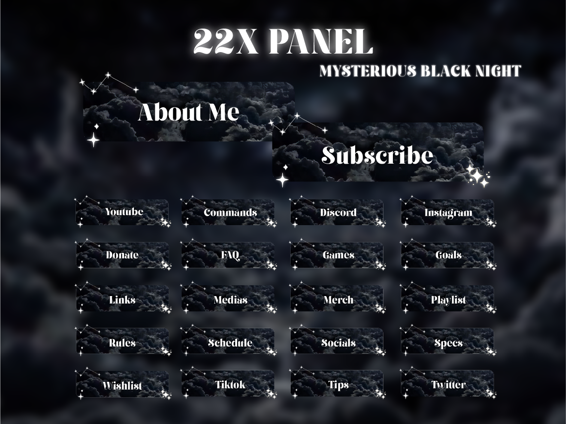 Mysterious Black Night Animated Stream Overlay Package