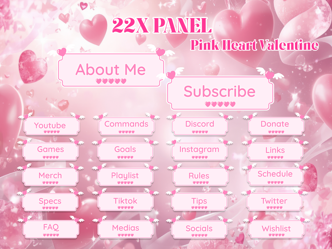Pink Heart Valentine Animated Stream Package