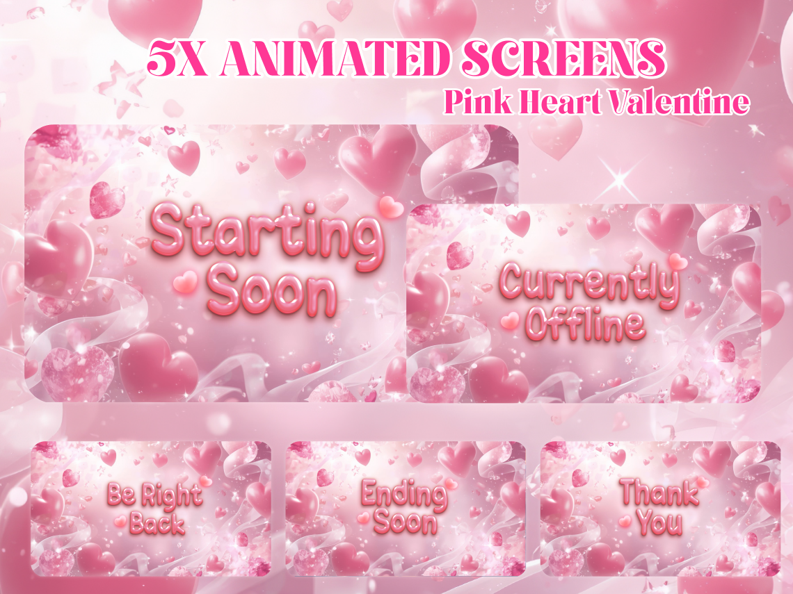 Pink Heart Valentine Animated Stream Package